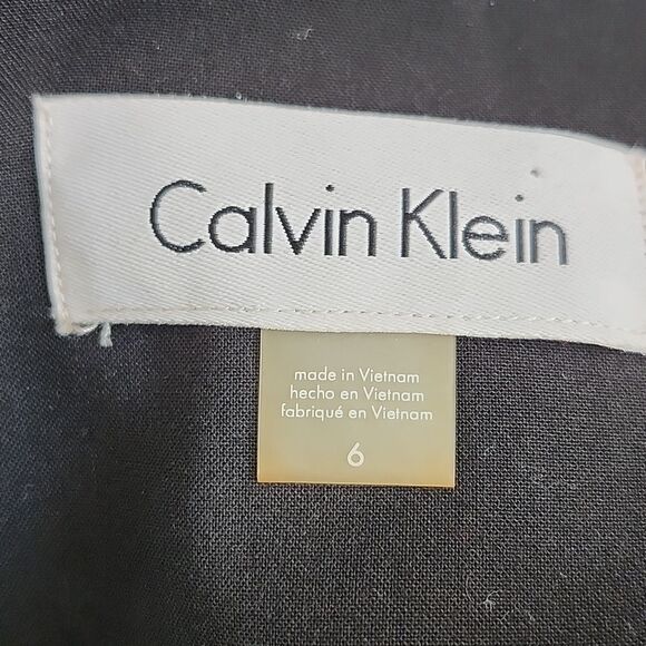 Calvin Klein black coat w/ gold & silver metallic beaded band, size 6 - Picture 8 of 13